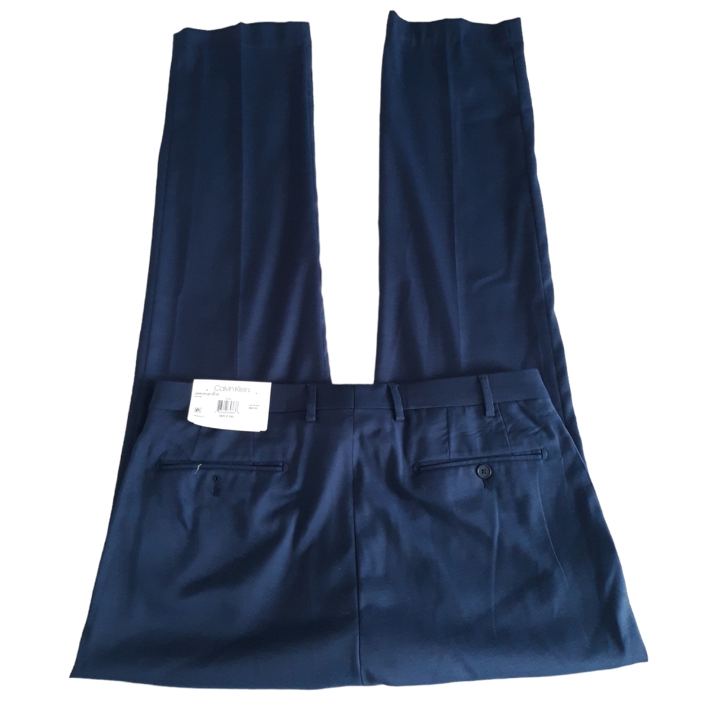 NWT Calvin Klein Jerome 36W 34L Slim Fit Blue Dress Pants